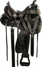 Endurance Western Pleasure Trail Hand Tooled Horse Tack Leather Saddle .