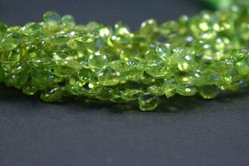 A+ Natural Green Peridot Faceted Pear Heart Briolette Gemstone Beads Craft 10Pcs - Picture 5 of 9