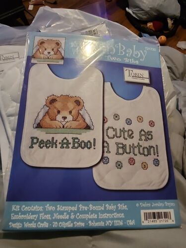 Under The Covers Bib Pair Stamped Cross Stitch Kit-8 Inch X 10 In 021465217208