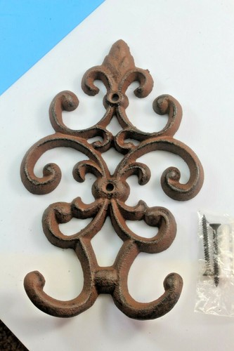 Vintage Cast Iron Scrollwork Double Wall Hooks With Mounting Hardware. - Picture 1 of 7