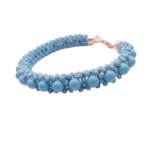 Pulsera tejida de cuentas turquesa - Hecha a mano con plata de ley 925 - Imagen 9 de 9