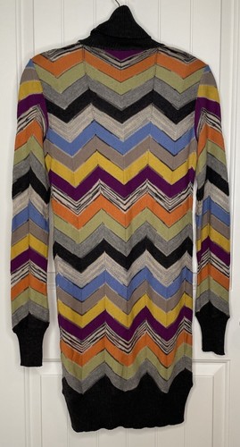 M Missoni Striped Wool Knit long sleeve Zigzag Sweater Short Mini Dress size 4 - Picture 2 of 8