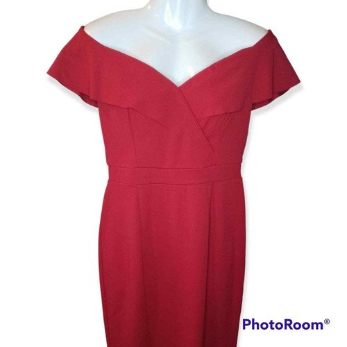 NWT Alexa B Nites Dress Red long with slit off shoulder dress sz 4 - Picture 3 of 6