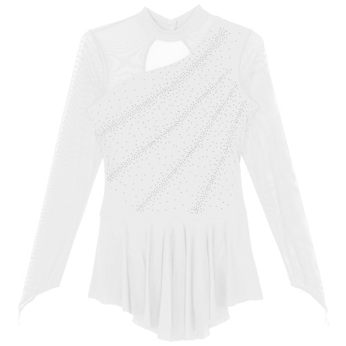 Womens Ice Skating Outfit Glitter Rhinestone Irregular Hem Competition Costumes - Picture 87 of 108