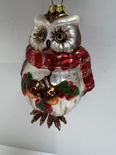 Blown Hand Painted Glass Vintage 4” Owl Christmas Ornament - Bild 3 von 8
