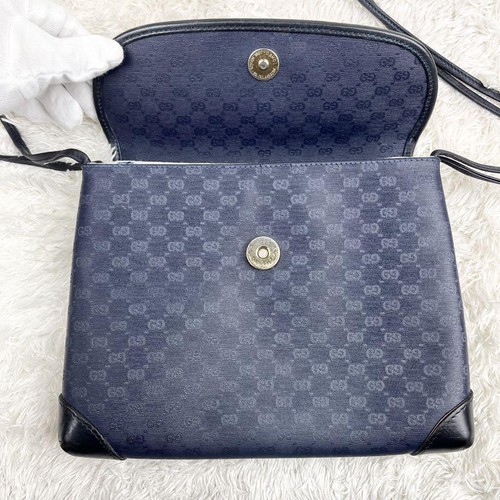 GUCCI Old Gucci Micro GG Logo Metal Shoulder Bag Navy Damen Gebraucht - Bild 8 von 13