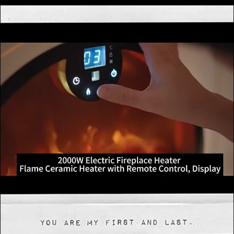 F52D 2000W Electric Fireplace Heater Flame Ceramic with Remote Control, Display - Video 1 of 1