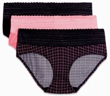 Lot Of 3, Warners No Muffin Top Hipsters With Lace Panties, Size XL, NWT