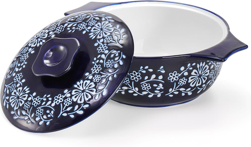 Casserole Dish with Lid, Ceramic Casserole Dish for Oven, 2.6-Quart round Baking - Picture 3 of 7