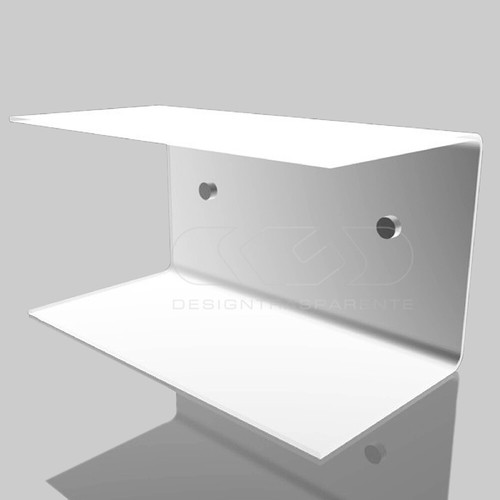 Comodino sospeso cm 45x15 mensola doppia in plexiglass modello a C - Foto 18 di 21