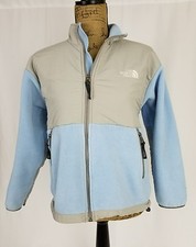 The North Face Youth Junior Polartec Fleece Jacket Light Blue Pre-owned Full Zip
