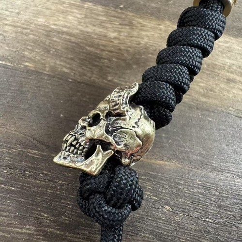 Handmade 550 Paracord Knife Lanyard With Brass Skeleton Shape Beads - Picture 5 of 11