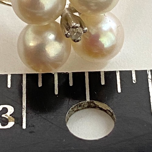 14k white gold diamond four pearls ring 2.9gm size 7 3/4 - Picture 8 of 11