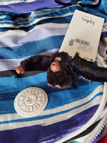 Kipling Basic EWO Camila Joyfull Stripes blue large backpack school travel bag - Picture 8 of 12