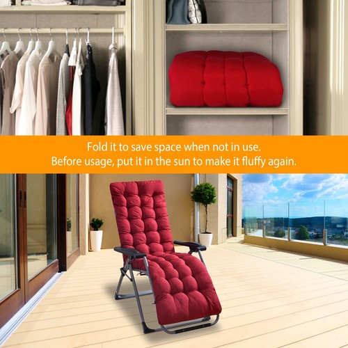 Lounge Chair Cushions 67" Chaise Lounger Outdoor Recliner Cushion Soft Sofa Mat - Picture 13 of 83