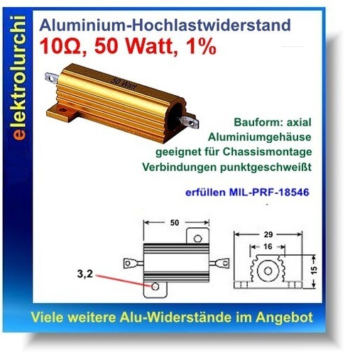 Leistungs Hochlast Alu Draht-Widerstand 10 25 50Watt, 1,%, 5% viele Werte 1St. - Bild 37 von 81