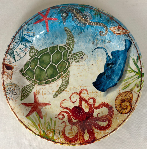Pier 1 Imports Rippled Melamine 11" Plates "Speedy & Friends" Set of 4 NWT - Picture 5 of 10