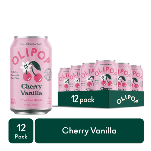 OLIPOP Prebiotic Soda, Cherry Vanilla, 12 fl oz, 12 Pack, High fiber - Picture 8 of 8
