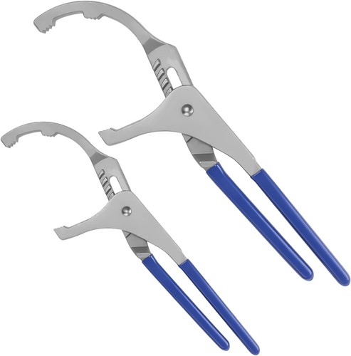 Oil Filter Wrench Pliers 2pcs Set - 9" & 12" Adjustable Oil Filter Removal Tool - Picture 2 of 12