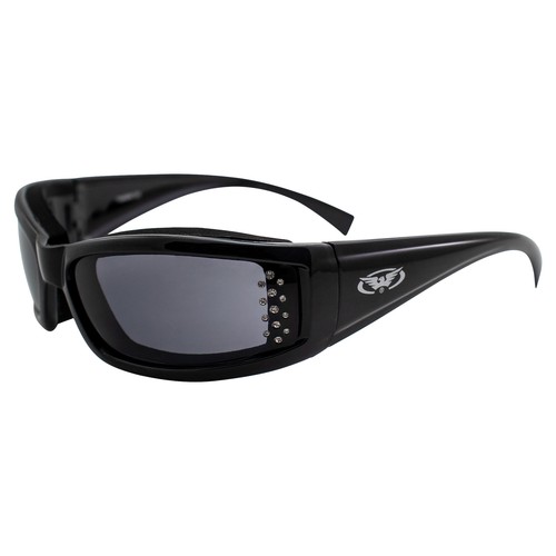 Global Vision Allie Cat gepolsterte Motorrad-Sonnenbrille schwarzes Gestell rauchfarbene Gläser - Bild 1 von 8