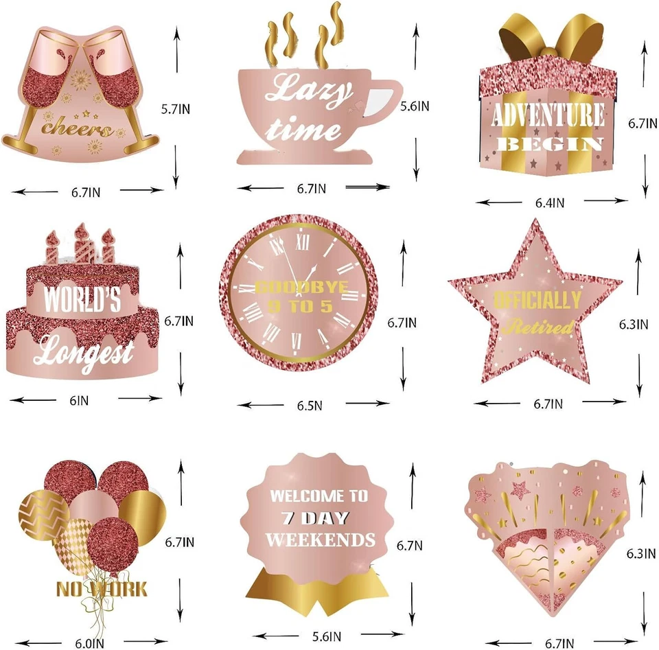 9Pcs Happy Retirement Decorations Table Honeycomb Centerpieces Party Supplies... - Image 3 of 4