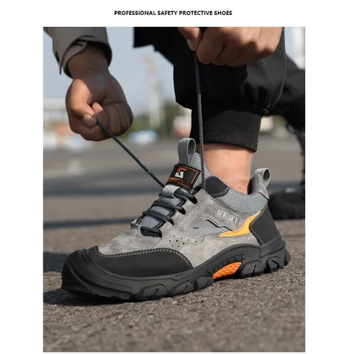 Breathable Men's Work Shoes Steel Toe Anti Smash Safety Boots Fashion Sneakers - Picture 21 of 24