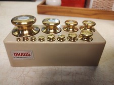 Vintage 12 Piece Ohaus  Pharmaceutical Brass Calibration Weight And Plastic Case