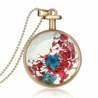 Natural Real Dried Flower Resin Glass Floating Locket Pendant Necklace Jewelry