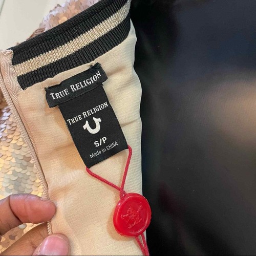 True Religion Kleid hellbraun rosa Pailletten - Bild 10 von 12