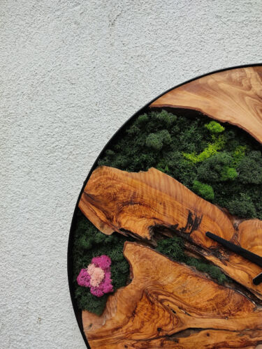 Moss Wall Clock Personalized gift Wall Art Custom Wooden Handmade Made to Order - Picture 3 of 10