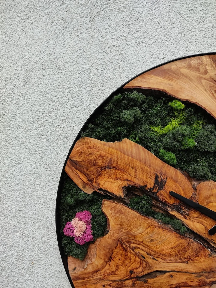 Moss Wall Clock Personalized gift Wall Art Custom Wooden Handmade Made to Order - Image 3 of 4