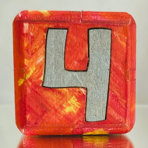 Samurai Sword - Red and Yellow Marbling/Silver. Backgammon Doubling Cube. 36mm. - Picture 5 of 12