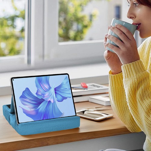 Tablet Kissenhalter mit Tasche Winkel verstellbar faltbar Tablet Halterung (blau) - Bild 2 von 8