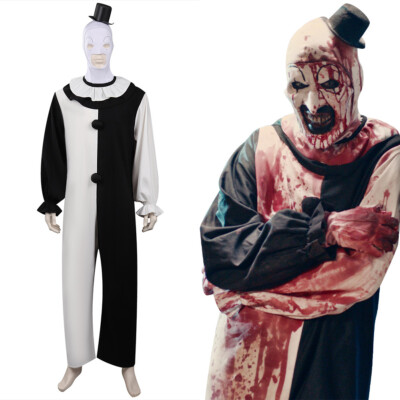 Noiclub Terrifier Kostüm Gruselig Halloween Horror Clown Cosplay Costume Overall Maske Outfits Karneval Anzug Set S