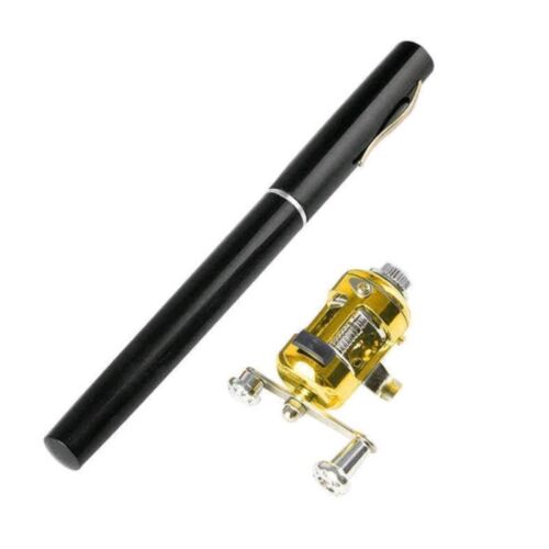 Mini Portable Pocket Fish Pen Shape Aluminum Alloy Fishing Rod Pole Reel NEW - Picture 8 of 11