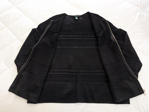 LAUREN RALPH LAUREN Cardigan Women's 1X Black Full Zip Long Sleeve Thin Knit - Picture 8 of 12