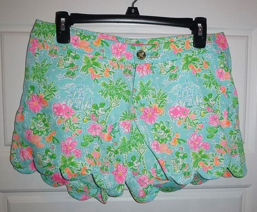 Disney x Lilly Pulitzer Mickey Mouse Print Shorts-Scalloped Hemline-Sz 2