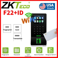 2.4'' ZK F22+ID TCP/IP WiFi Biometric Fingerprint Door Access Time Attendance US