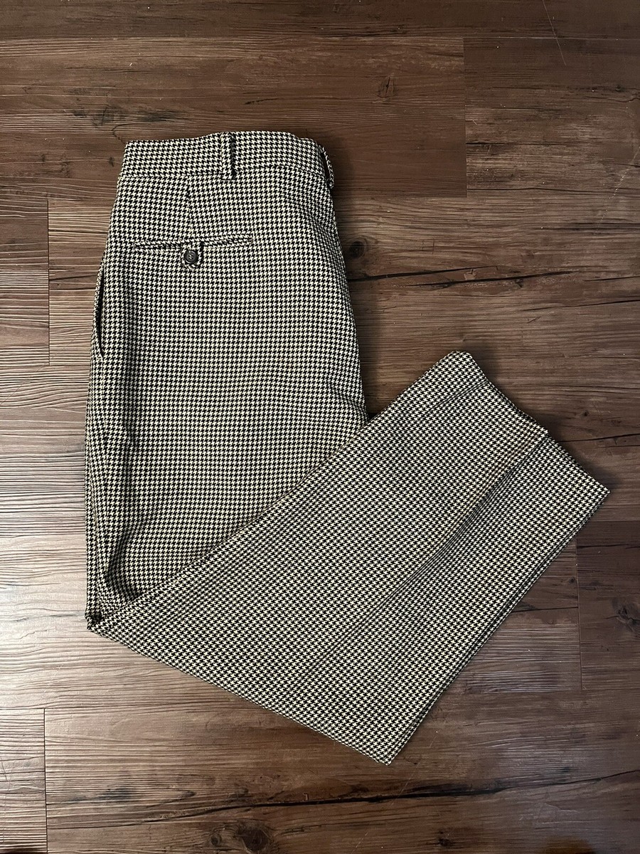 Vintage 80s Polo Ralph Lauren Wool Houndstooth Pleated Trouser Pants Size 36