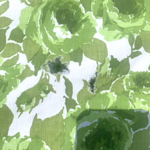 2 Vintage SEARS ROEBUCK & Co Cutter Flat Sheets Green Flower Power 81" x 104" - Picture 3 of 10