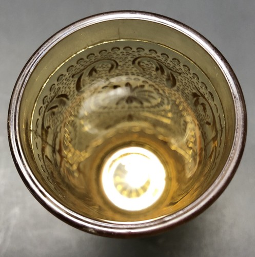 1 Vintage American Concord Brockway Glass Amber Colored Flower 4" Juice Glass - Picture 3 of 5