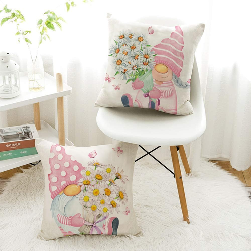 Pink Throw Pillow Covers 16X16 Set of 4 Outdoor Spring Summer Decorative Cushion - Picture 4 of 12