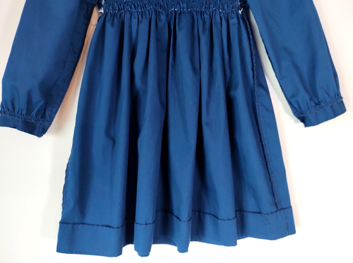 Vtg Polly Flinders Long Sleeve Collared Smocked Dark Blue Dress w Cherries~Sz 5 - Picture 16 of 22