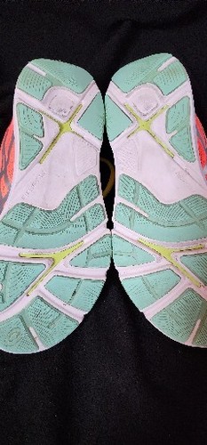 ASICS T583N.3107 33 FA SIZE 7 WOMENS Coral/Yellow Mesh/Synthetic Running Shoes - Picture 3 of 8