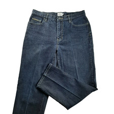 Calvin Klein Women's Ankle Jeans Size 6 Dark Wash Mid Rise Tapered with Vents
