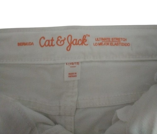 Cat & Jack Kids White Bermuda Shorts L (10/12) Ultimate Stretch Cotton Blend - Picture 4 of 7