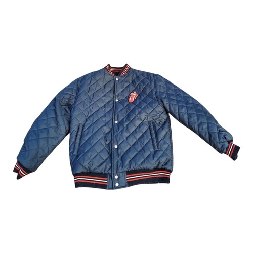 ROLLING STONES VINTAGE LEATHER LOGO LETTERMAN JACKET WOOL BLACK RED WHITE XL Y2K - Picture 3 of 6
