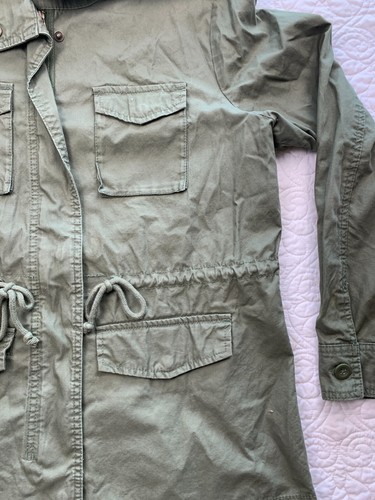 Old Navy Women’s sz Large Utility Military Chore Jacket Army Green Drawstring - Picture 4 of 10