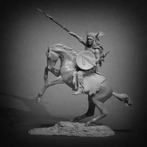 1/30 54mm Resin Figure Model Kit Native American Warrior on Horse Unpainted - Picture 3 of 8