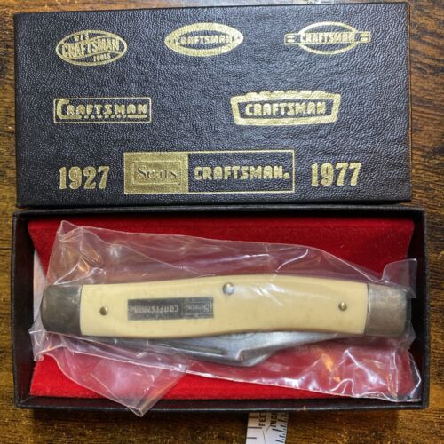Sears Craftsman Stockman Knife 3 Blade Yellow Delrin Handles Vintage 10181-LX - Picture 14 of 17